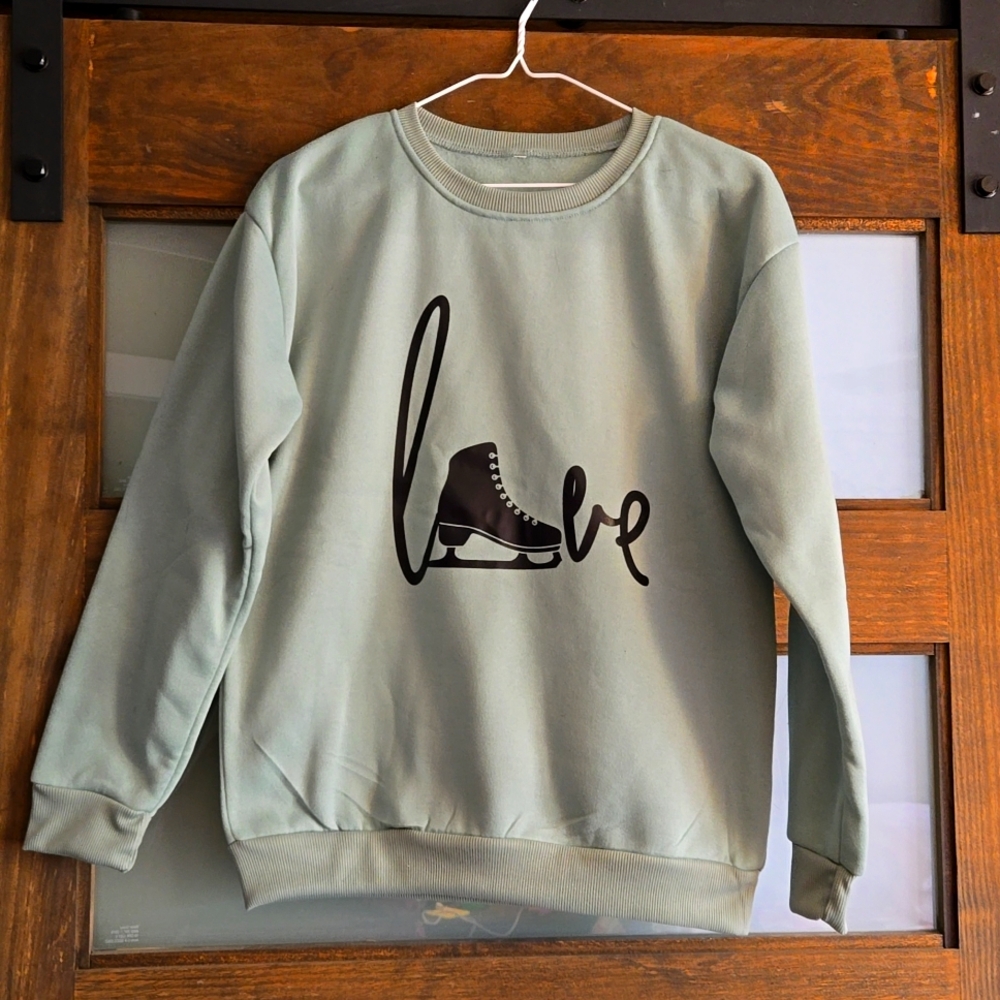 NEW "Love" ice skating sweatshirt - women's small